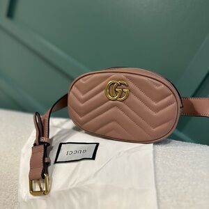 Gucci Blush Belt Bag with Gold Emblem